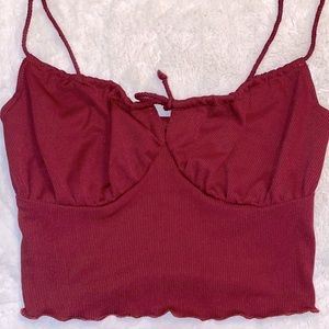 maroon top